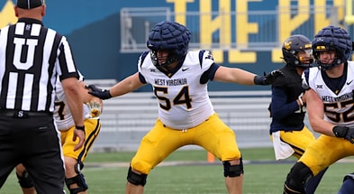 West Virginia lineman Walter Young Bear during practice