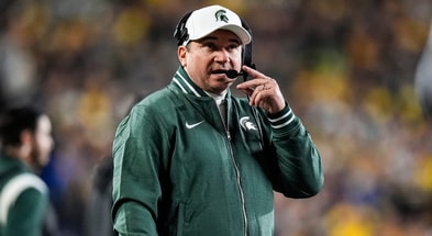 Michigan State head coach Jonathan Smith watches a play against Michigan during the first half at Michigan Stadium in Ann Arbor on Saturday, Oct. 26, 2024. - Junfu Han, USA TODAY Sports