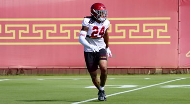 USC safety Christian Pierce during a spring ball practice with the Trojans