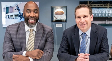 Former Michigan State point guards Mateen Cleaves and Mat Ishbia (photo by Junfu Han for USA TODAY Sports).