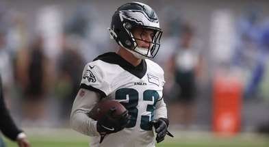 Philadelphia Eagles cornerback Cooper DeJean participates in OTAs at NovaCare Complex. (Photo by Bill Streicher-Imagn Images)