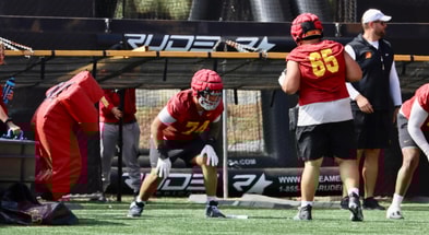 USC offensive lineman Justin Tauanuu during a spring practice with the Trojans