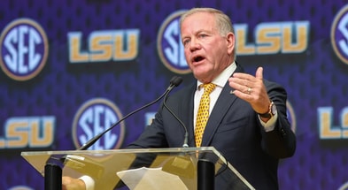 LSU coach Brian Kelly at SEC Media Days