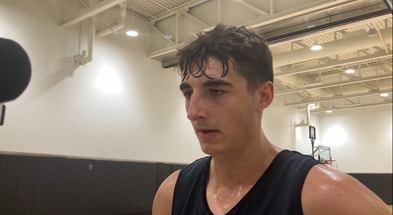 Tate Sage spoke with the media on Tuesday. (Photo by Kyle Huesmann)