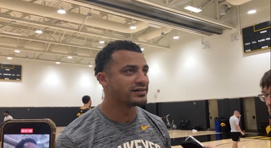 Assistant coach Bryston Williams met with the media on Tuesday. (Photo by Kyle Huesmann)