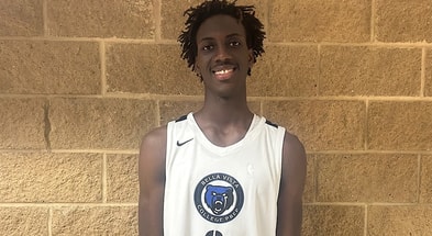 Top 100 basketball prospect Aliou Dioum during an interview