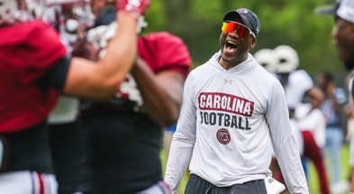 South Carolina DB coach Torrian Gray on the practice field (Photo: Katie Dugan | GamecockCentral.com)