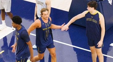 Carson Towt practices at Notre Dame