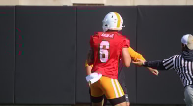 QB Joey Aguilar takes a rep