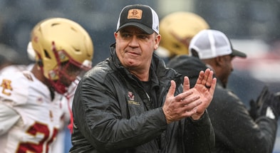 Boston College Eagles head coach Bill O'Brien on the field before the game against the Nebraska Cornhuskers at Yankee Stadium. - Vincent Carchietta, USA TODAY Sports