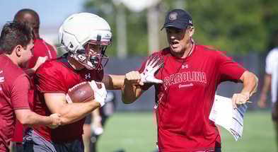 South Carolina football coach Shane Beamer during the team's first preseason practice (Photo: Katie Dugan | GamecockCentral.com)