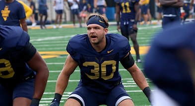 West Virginia linebacker Chase Wilson at practice