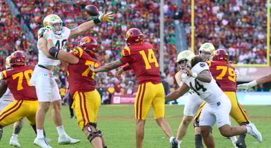 Notre Dame DEs Joshua Burnham and Junior Tuihalamaka vs. USC