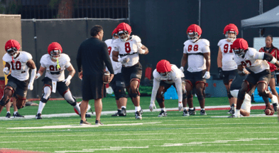 USC Trojans defensive line during a fall camp practice