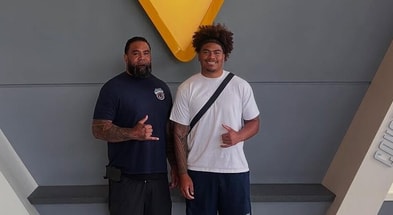 Linebacker Caleb Nuhi-Yandall while visiting West Virginia