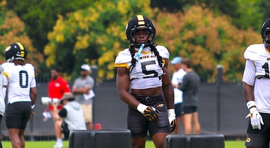 Khalil Jacobs watches in between drills