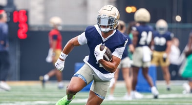 Notre Dame wide receiver Jaden Greathouse 2025 preseason practice