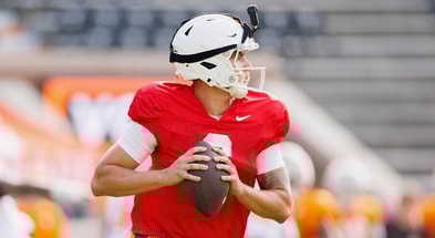 Quarterback Joey Aguilar #6 of the Tennessee Volunteers during 2025 Fall Scrimmage at Neyland Stadium in Knoxville, TN. Photo By Kate Luffman/Tennessee Athletics