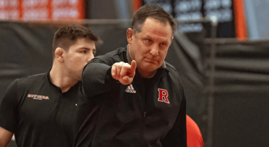Rutgers wrestling head coach Scott Goodale versus Princeton 2024