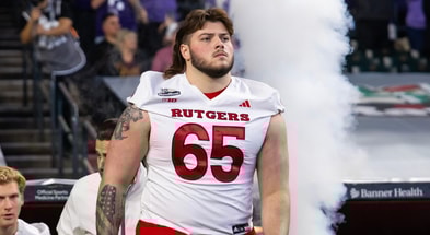 Rutgers Football offensive lineman Bryan Felter at the 2024 Pinstripe Bowl