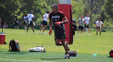 2027 WR Isaiah Alvarez during the 2025 Rutgers 7on7 camp