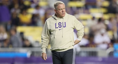Nov 18, 2023; Baton Rouge, Louisiana, USA; LSU Tigers head coach Brian Kelly before their matchup with the Georgia State Panthers at Tiger Stadium. Mandatory Credit: Matthew Dobbins-USA TODAY Sports