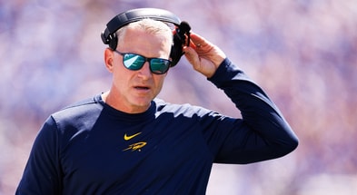 Aug 30, 2025; Lexington, Kentucky, USA; Toledo Rockets head coach Jason Candle looks on during the second quarter against the Kentucky Wildcats at Kroger Field. Mandatory Credit: Jordan Prather-Imagn Images