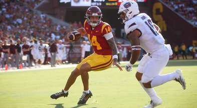 USC quarterback Jayden Maiava rushes for a touchdown against Missouri State