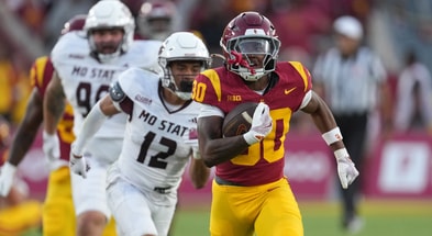 USC Trojans running back King Miller (30) scores on a 75-yard touchdown run against the Missouri State Bears in the second half at United Airlines Field at Los Angeles Memorial Coliseum