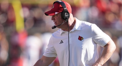 Louisville head coach Jeff Brohm during the Cards' 51-17 win over Eastern Kentucky University at the Cardinals' season opener Saturday, August 30, 2025 at L&N Federal Credit Union Stadium in Louisville, Kentucky.