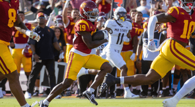 USC safety Bishop Fitzgerald returns an interception for a touchdown against Missouri State