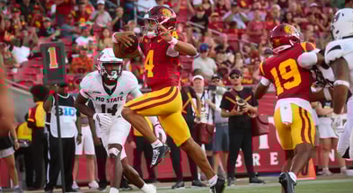 USC quarterback Husan Longstreet rushes for a touchdown against Missouri State