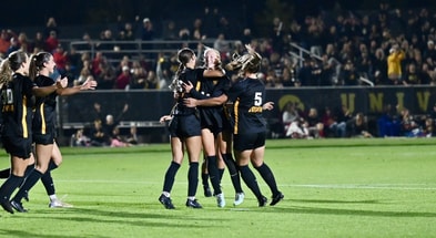 Abby Skiff's 50th minute goal won the Cy-Hawk match for the Hawkeyes. (Photo by Dennis Scheidt)