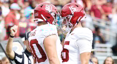 Alabama TE Josh Cuevas and QB Ty Simpson