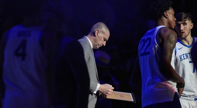 Kentucky men's basketball head coach Mark Pope before the game against No.1 Auburn Saturday afternoon in Lexington, Kentucky March 1, 2025. © Matt Stone/Courier Journal / USA TODAY NETWORK via Imagn Images