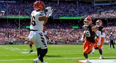 Noah Fant caught a touchdown pass for the Bengals. (Photo by Sam Greene/The Enquirer / USA Today)