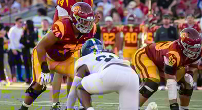 USC offensive linemen Justin Tauanuu and Micah Banuelos