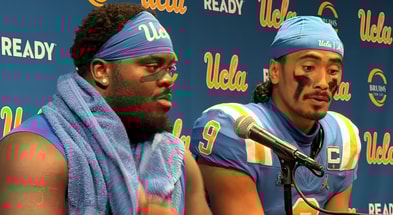 UCLA defensive lineman Gary Smith III and quarterback Nico Iamaleava