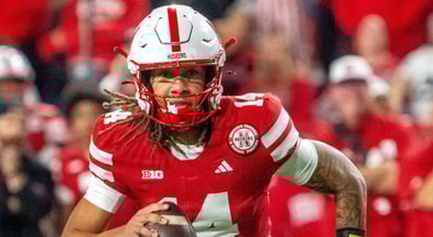 Nebraska football quarterback TJ Lateef during the Huskers' 68-0 win over Akron