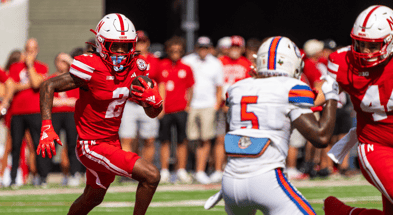 Nebraska football WR Jacory Barney Jr. during the Huskers' Week 3 win over Houston Christian