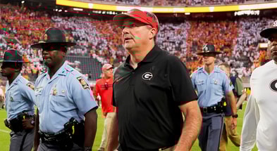 Brianna Paciorka/News Sentinel / USA TODAY NETWORK via Imagn Images | Georgia head coach Kirby Smart walks off the field after an overtime win against Tennessee at Neyland Stadium in Knoxville, Tenn., on Sept. 13, 2025.