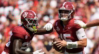 Alabama RB Kevin Riley and QB Ty Simpson