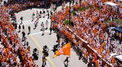 Brianna Paciorka/News Sentinel / USA TODAY NETWORK via Imagn Images | The Vol Walk before a college football game between Tennessee and Georgia at Neyland Stadium in Knoxville, Tenn., on Sept. 13, 2025.