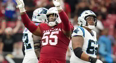 Arizona Cardinals defensive lineman Dante Stills (55) celebrates a defensive stop