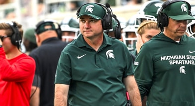 Michigan State's head coach Jonathan Smith look son against Youngstown State during the fourth quarter on Saturday, Sept. 13, 2025, at Spartan Stadium in East Lansing. - Nick King, USA TODAY Sports