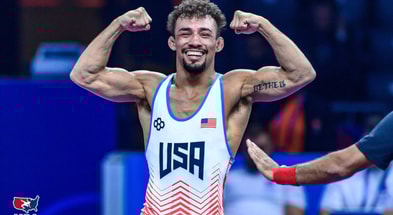 Real Woods celebrates bronze medal win.