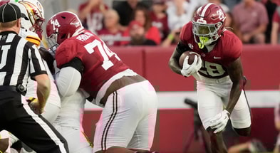 Alabama OL Kadyn Proctor and RB Kevin Riley