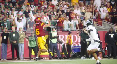 USC wide receiver Makai Lemon catches a touchdown pass against Michigan State
