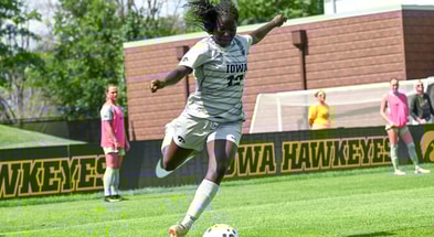 Iba Oching scored the opening goal in the Hawkeyes win over the Gophers. (Photo by Dennis Scheidt)