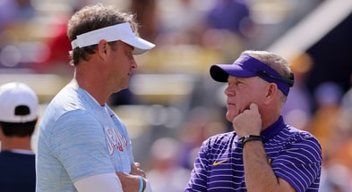 LSU head coach Brian Kelly and Ole Miss head coach Lane Kiffin meet up again this weekend (Photo: USA Today)